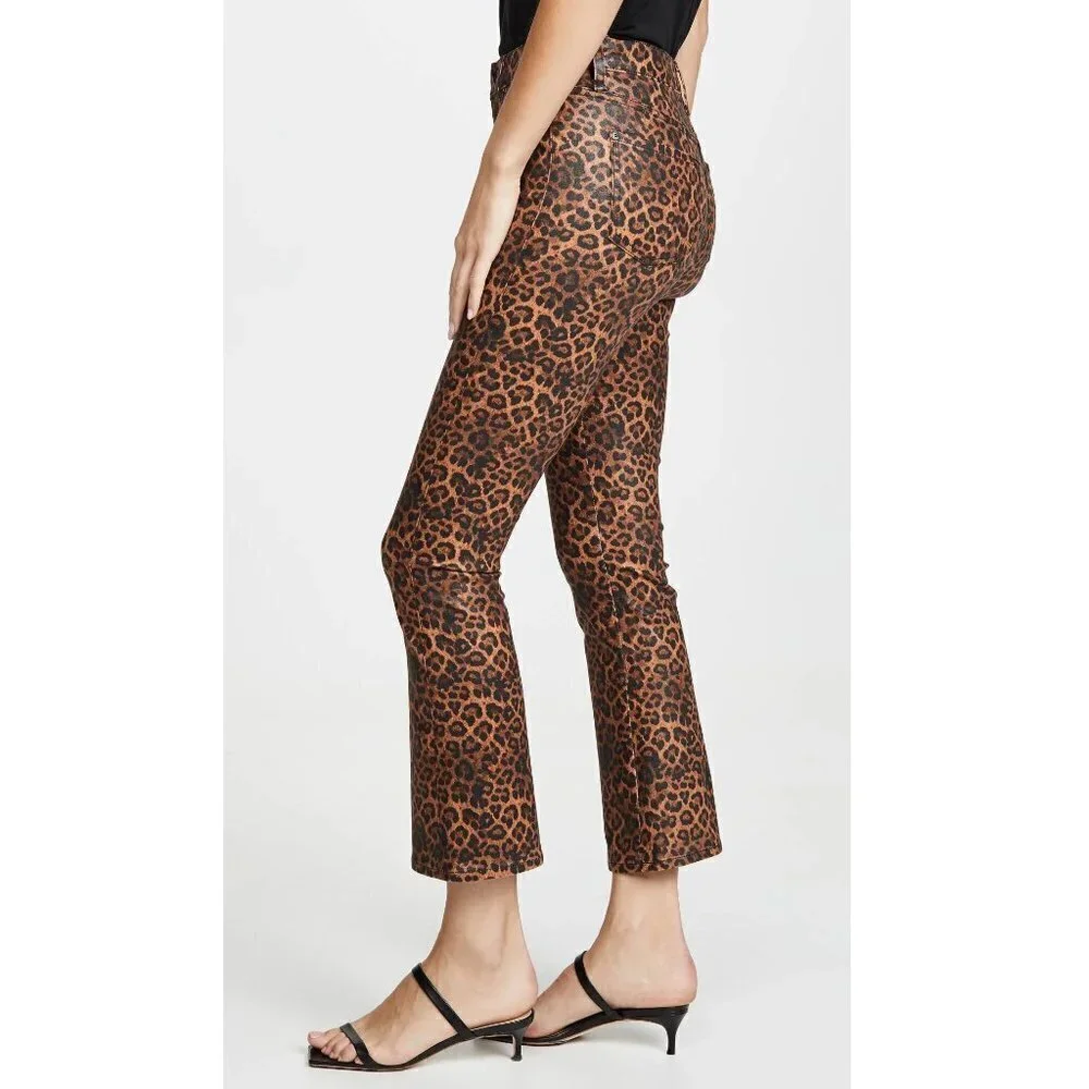 NWT 7 For All Mankind Leopard-Print High Rise Slim Fit Kick Flare Cropped Jeans - Picture 4 of 16